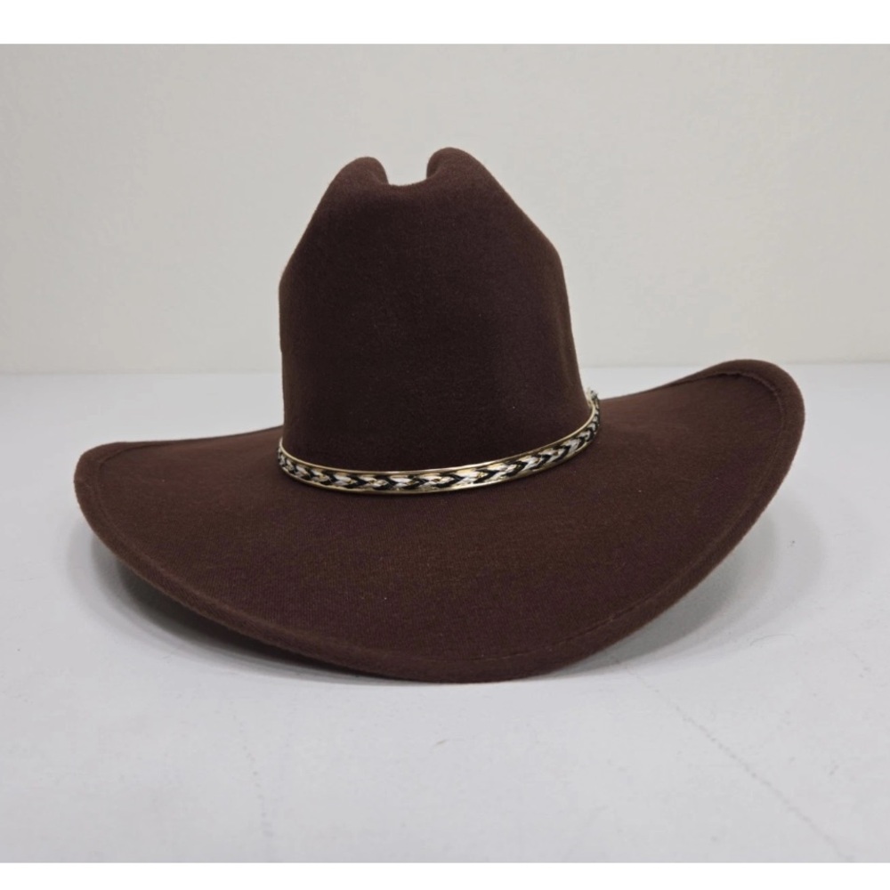 Alamo Hats Western Cowboy Hat Brown Metal Logo Iron Weave Size 6 3/4